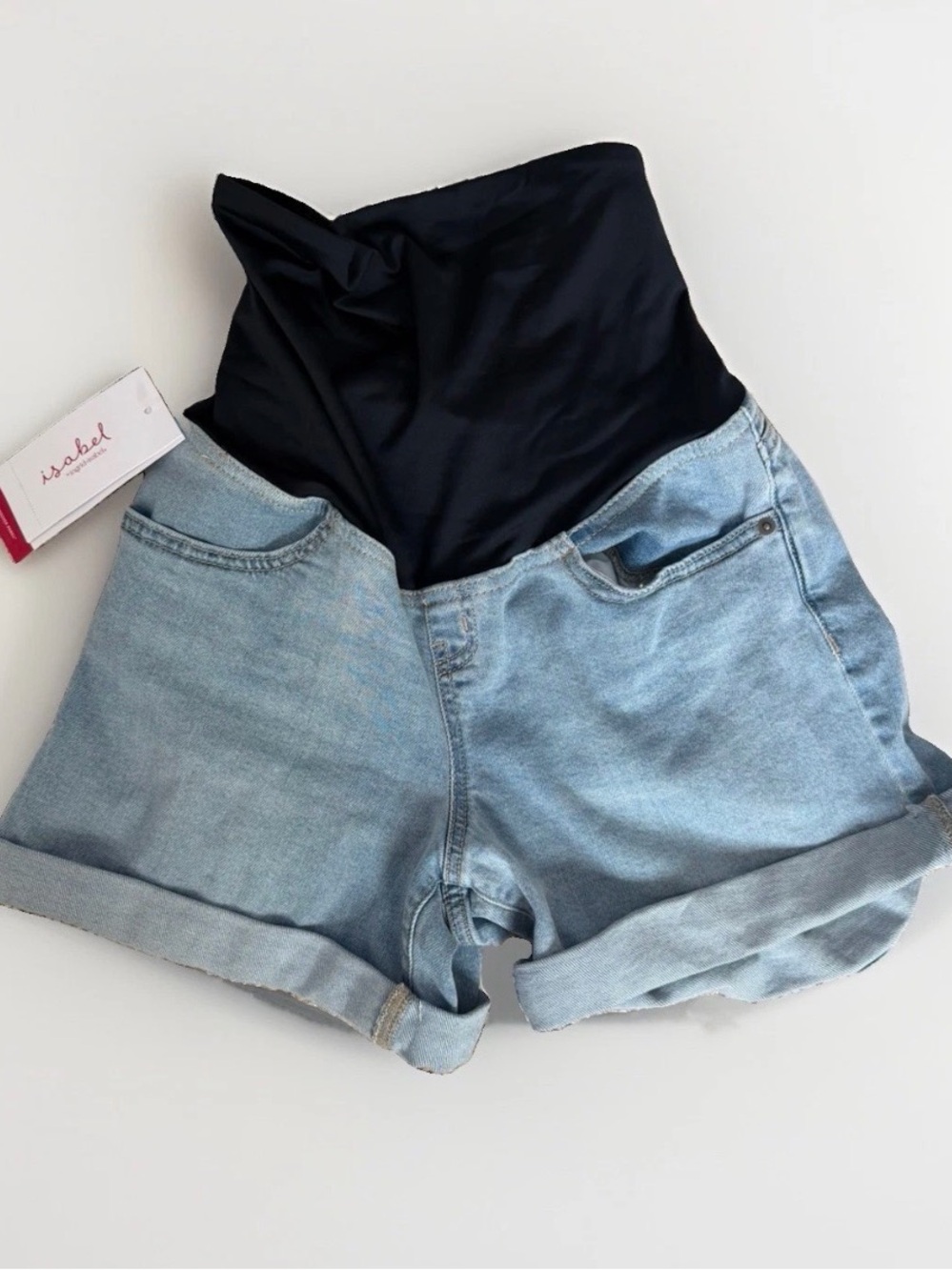 NWT Isabel Maternity by Ingrid & Isabel Denim Shorts Over Belly Size 2 Mid Short